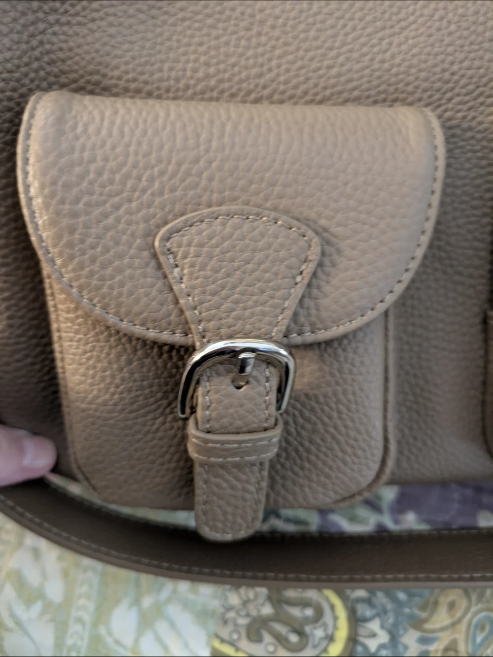 S-Zone Taupe Leather Shoulder Bag with Multiple Pockets And 2 Removable Straps